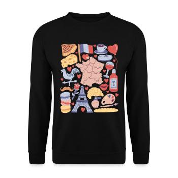 Frankreich Paris Europa Eiffelturm Liebe - Unisex Pullover - Schwarz - Vorne - Alina (178cm) & Michal (187cm)