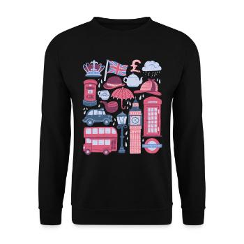 England London Big Ben Telefonzelle Bus UK - Unisex Pullover - Schwarz - Vorne - Alina (178cm) & Michal (187cm)