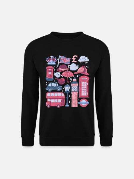 Angleterre Londres Big Ben Cabine téléphonique Bus Royaume-Uni - Sweat-shirt Unisexe - noir