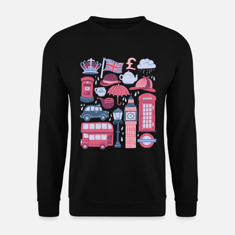 England London Big Ben Telefonzelle Bus UK - Unisex Pullover - Schwarz