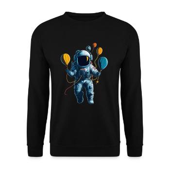 Astronaut with Air Balloons in Space - Unisex Sweatshirt - black - Front - Alina (178cm) & Michal (187cm)
