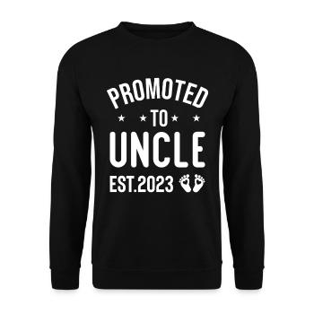 Promoted To Uncle Onkel 2023 - Unisex Pullover - Schwarz - Vorne - Alina (178cm) & Michal (187cm)