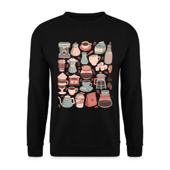 Kaffee - Unisex Pullover - Schwarz - Vorne - Alina (178cm) & Michal (187cm)