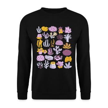 Coral Doodle Coral Reef Sea Water Reef - Unisex Sweatshirt - black - Front - Alina (178cm) & Michal (187cm)
