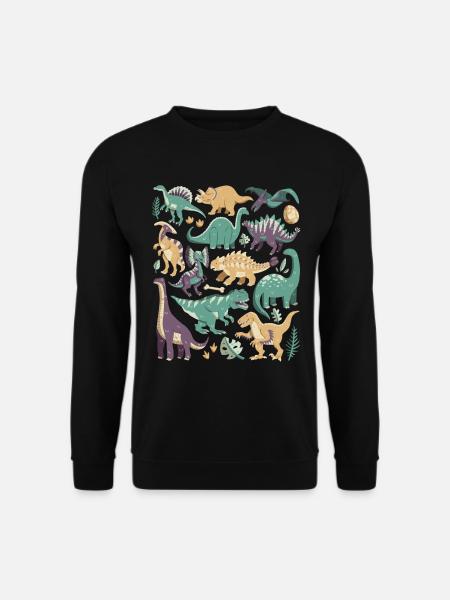 Dinosaurier Doodles Dino T-Rex Velociraptor Urzeit - Unisex Pullover - Schwarz
