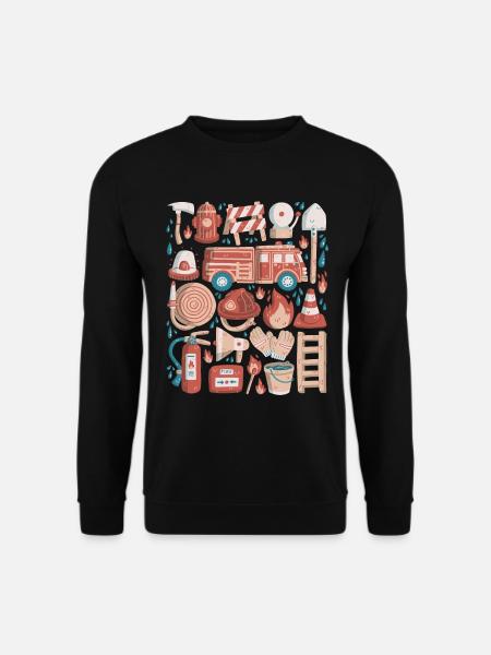 Feuerwehr Doodles Feuerwehrauto Feuerwehrmann - Unisex Pullover - Schwarz