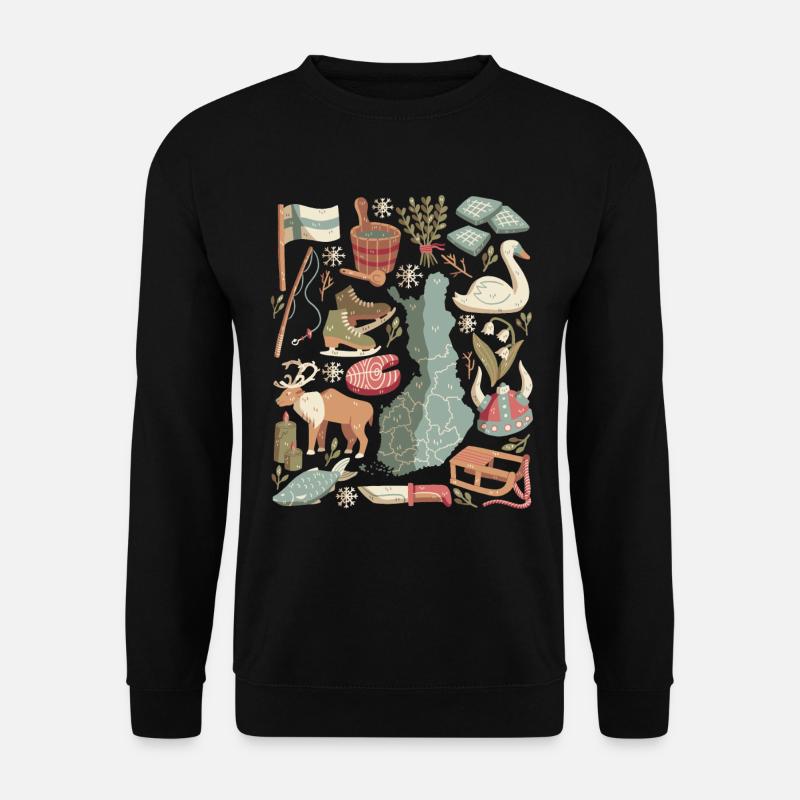 Finnland Doodles Europa Skandinavien Helsinki - Unisex Pullover - Schwarz