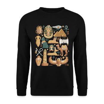 Egypte Doodles Pyramide Pharaon Sphinx Le Caire - Sweat-shirt Unisexe - noir - Devant - Alina (178cm) & Michal (187cm)