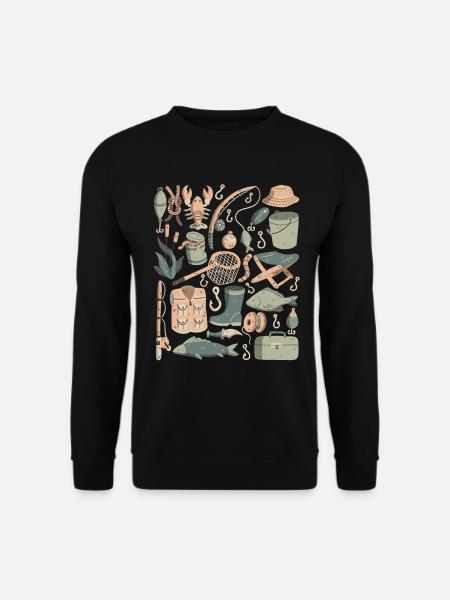 Angeln Doodles Fische Angler Köder Angel Haken - Unisex Pullover - Schwarz
