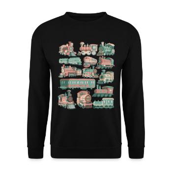 Train Doodles Locomotive Railway Locomotive Tracks Railway - Unisex Sweatshirt - black - Front - Alina (178cm) & Michal (187cm)
