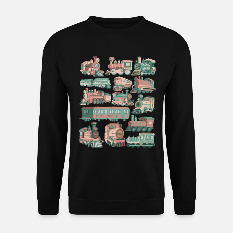 Zug Doodles Lokomotive Eisenbahn Lok Gleise Bahn - Unisex Pullover - Schwarz
