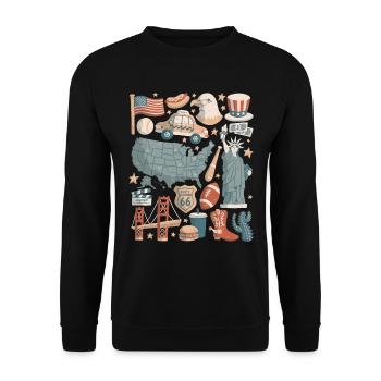 USA Doodles United States of America - Unisex Sweatshirt - black - Front - Alina (178cm) & Michal (187cm)
