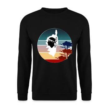 Corsica Insel mit Bäumen Landkarte Korsika Pirat - Unisex Pullover - Schwarz - Vorne - Alina (178cm) & Michal (187cm)