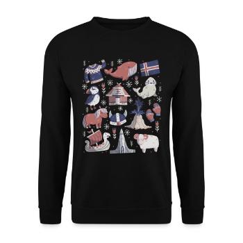 Iceland - Unisex Sweatshirt - black - Front - Alina (178cm) & Michal (187cm)