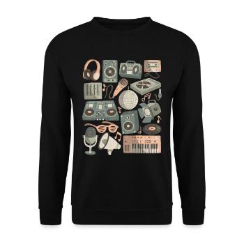 DJ Doodles Club Party Disco Nightlife Clubbing - Sweat-shirt Unisexe - noir - Devant - Alina (178cm) & Michal (187cm)