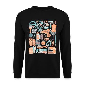 Artisanat DIY Doodle Machine à coudre faite à la main Hobby - Sweat-shirt Unisexe - noir - Devant - Alina (178cm) & Michal (187cm)