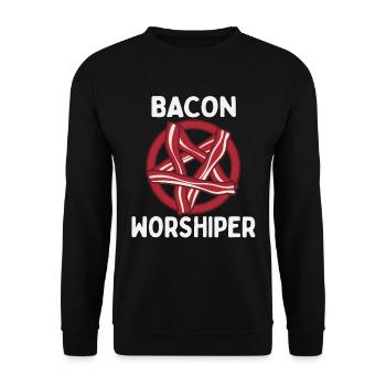 Funny Pentagram Bacon Bacon Lover Gift - Unisex Sweatshirt - black - Front - Alina (178cm) & Michal (187cm)