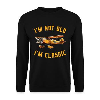 Je ne suis pas vieux Je suis Cassic Avion d’époque Avion - Sweat-shirt Unisexe - noir - Devant - Alina (178cm) & Michal (187cm)