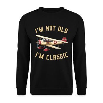 Je ne suis pas vieux Je suis Cassic Avion d’époque Avion - Sweat-shirt Unisexe - noir - Devant - Alina (178cm) & Michal (187cm)