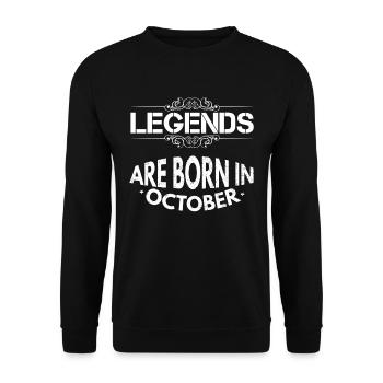 The Legends are born in October Birthday October - Unisex Sweatshirt - black - Front - Alina (178cm) & Michal (187cm)