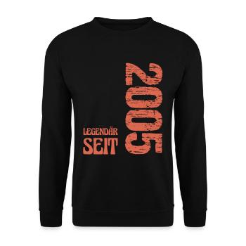 Legendär Seit 2005 Geburtstag 18 Jahre Volljährig - Unisex Pullover - Schwarz - Vorne - Alina (178cm) & Michal (187cm)