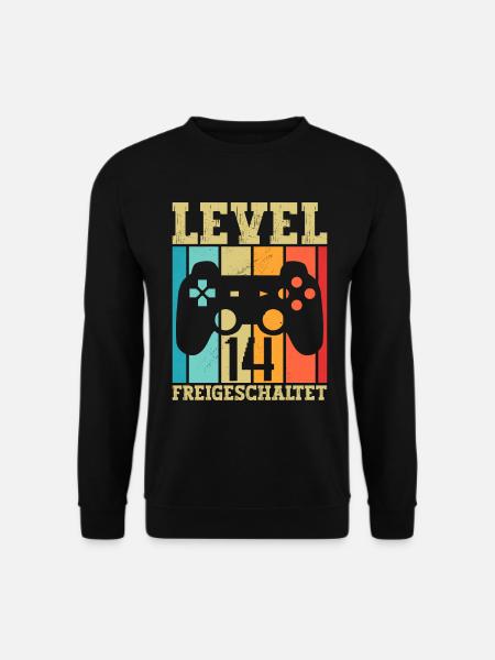 14 Level Freigeschaltet Gamer Spruch Geburtstag 14 - Unisex Pullover - Schwarz