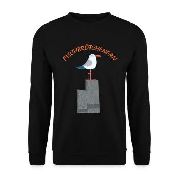 Fischbrötchen Fan die Möwe - Unisex Pullover - Schwarz - Vorne - Alina (178cm) & Michal (187cm)