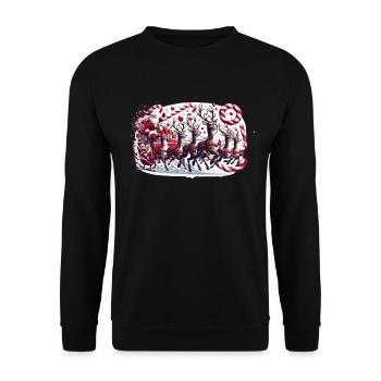 Fröhlicher Santa Claus zu Weihnachten - Unisex Pullover - Schwarz - Vorne - Alina (178cm) & Michal (187cm)