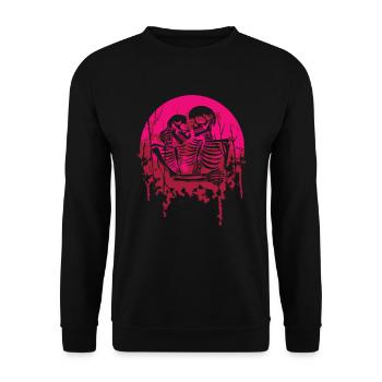 Lesbische Gay Pride Zwei Frauen Küssen Sich - Unisex Pullover - Schwarz - Vorne - Alina (178cm) & Michal (187cm)