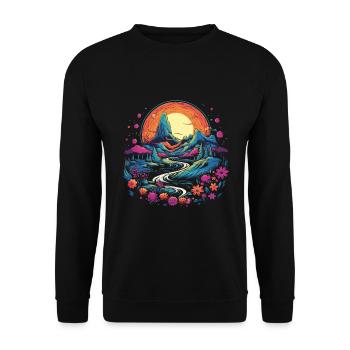 Hippie Love Nature Colorful Meditation - Unisex Sweatshirt - black - Front - Alina (178cm) & Michal (187cm)