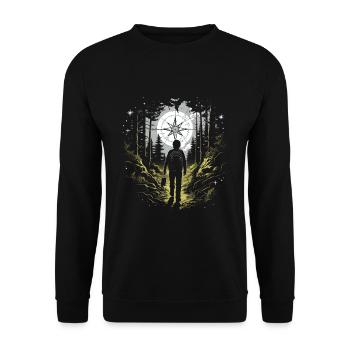 Geocaching Natur Kompass Abenteuer - Unisex Pullover - Schwarz - Vorne - Alina (178cm) & Michal (187cm)