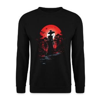 Geisha Kyoto Kimono Culture Samurai Anime Shrine - Unisex Sweatshirt - black - Front - Alina (178cm) & Michal (187cm)
