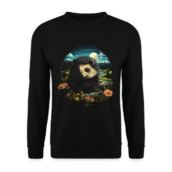 Hedgehog Animal - Unisex Sweatshirt - black - Front - Alina (178cm) & Michal (187cm)