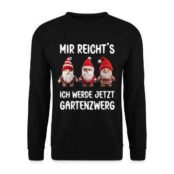 Mir reicht's ich werde jetzt ein Gartenzwerg Zwerg - Unisex Pullover - Schwarz - Vorne - Alina (178cm) & Michal (187cm)