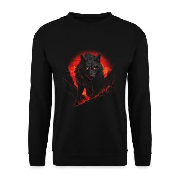 Schwarzer Wolf Werwolf Dark Horror Mythologie Fant - Unisex Pullover - Schwarz - Vorne - Alina (178cm) & Michal (187cm)