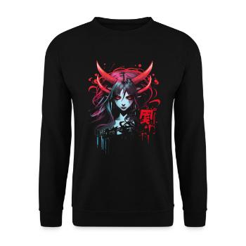 Anime Goth Girl Japanese Aesthetic Grunge Horror - Unisex Sweatshirt - black - Front - Alina (178cm) & Michal (187cm)