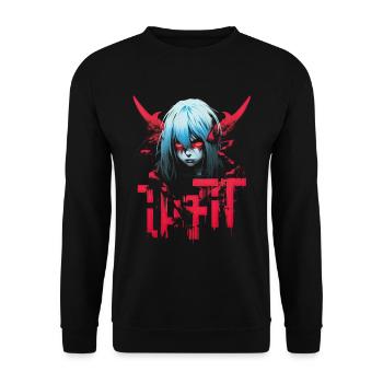 Anime Goth Girl Japanese Aesthetic Grunge Horror - Unisex Sweatshirt - black - Front - Alina (178cm) & Michal (187cm)