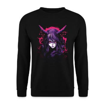 Anime Goth Girl Japanese Aesthetic Grunge Horror - Unisex Sweatshirt - black - Front - Alina (178cm) & Michal (187cm)