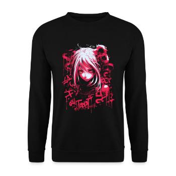 Anime Goth Girl Japanese Aesthetic Grunge Horror - Unisex Sweatshirt - black - Front - Alina (178cm) & Michal (187cm)