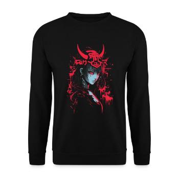 Anime Goth Girl Japanese Aesthetic Grunge Horror - Unisex Sweatshirt - black - Front - Alina (178cm) & Michal (187cm)