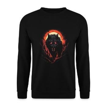 Schwarzer Wolf Werwolf Dark Horror Mythologie Fant - Unisex Pullover - Schwarz - Vorne - Alina (178cm) & Michal (187cm)