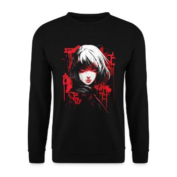 Anime Goth Girl Aesthetic Dark Pastel Edgy Man - Unisex Sweatshirt - black - Front - Alina (178cm) & Michal (187cm)