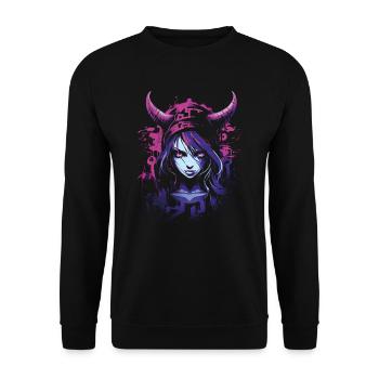 Anime Goth Girl Aesthetically Dark Pastel Edgy Man - Unisex Sweatshirt - black - Front - Alina (178cm) & Michal (187cm)