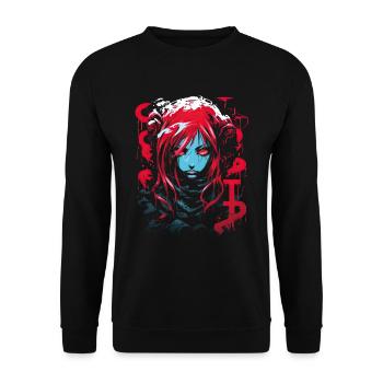 Anime Goth Girl Japanese Aesthetic Grunge Horror - Unisex Sweatshirt - black - Front - Alina (178cm) & Michal (187cm)