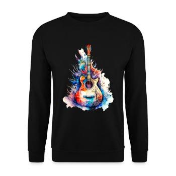 Eine schöne Musik Gitarre gemalt in Wasserfarben - Unisex Pullover - Schwarz - Vorne - Alina (178cm) & Michal (187cm)