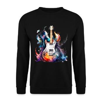 Eine schöne Musik Gitarre gemalt in Wasserfarben - Unisex Pullover - Schwarz - Vorne - Alina (178cm) & Michal (187cm)
