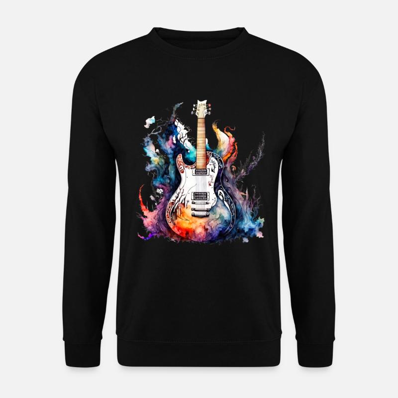 Eine schöne Musik Gitarre gemalt in Wasserfarben - Unisex Pullover - Schwarz