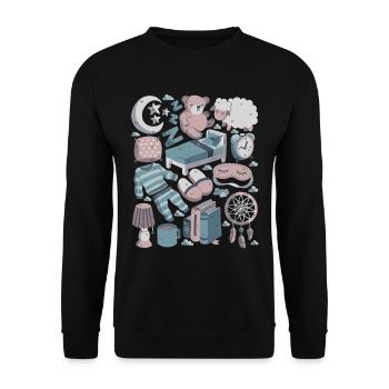 Bedtime Good Night Sleep Fatigue Bed - Unisex Sweatshirt - black - Front - Alina (178cm) & Michal (187cm)