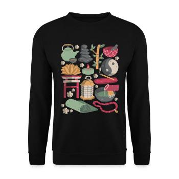 Méditation Zen - Sweat-shirt Unisexe - noir - Devant - Alina (178cm) & Michal (187cm)