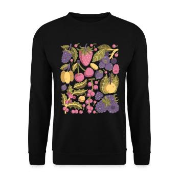Berries: strawberries, raspberries, blueberries, cherries - Unisex Sweatshirt - black - Front - Alina (178cm) & Michal (187cm)